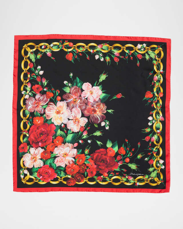 Floral Chain Foulard Silk Scarf